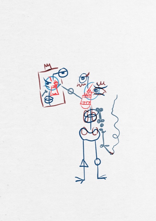 Stock Pulper diary drawing of abstract figures and faces