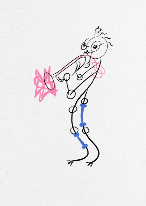 Stock Pulper diary drawing of a stretched abstract figure